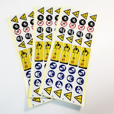 Parlak Uyarı Etiketi Etiketleri PVC CMYK Yapışkanlı Su Geçirmez Kağıt Vinil