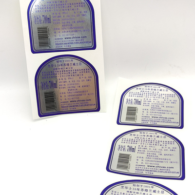 Kabartma Yapışkanlı Şarap Etiketleri Pantone CMYK Yapışkanlı Şarap Şişesi Etiketleri