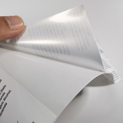 Glassine Suya Dayanıklı Kozmetik Etiketleri Laminasyon Pearlize BOPP Şeffaf