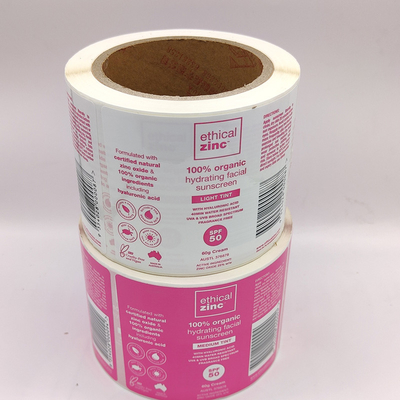 Parlak Lamine Suya Dayanıklı Kozmetik Etiketleri CMYK Makyaj Beyaz Etiketi