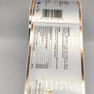 Glassine Kozmetik Ürün Etiketleri CMYK Yazdırılabilir Parlak Yapışkanlı Kağıt