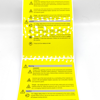 Mat Yapışkanlı Anti Statik Etiket CMYK Dikkat Endüstriyel Etiket Kağıdı